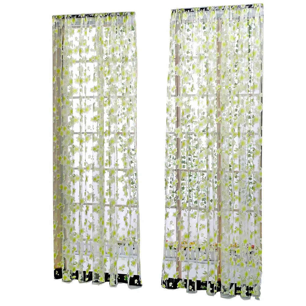 Lichtgekleurde bloemen bladeren raamgaasgordijnen netgordijnen slaapkamer woonkamer kantoor gordijnen decoratie raamgaas