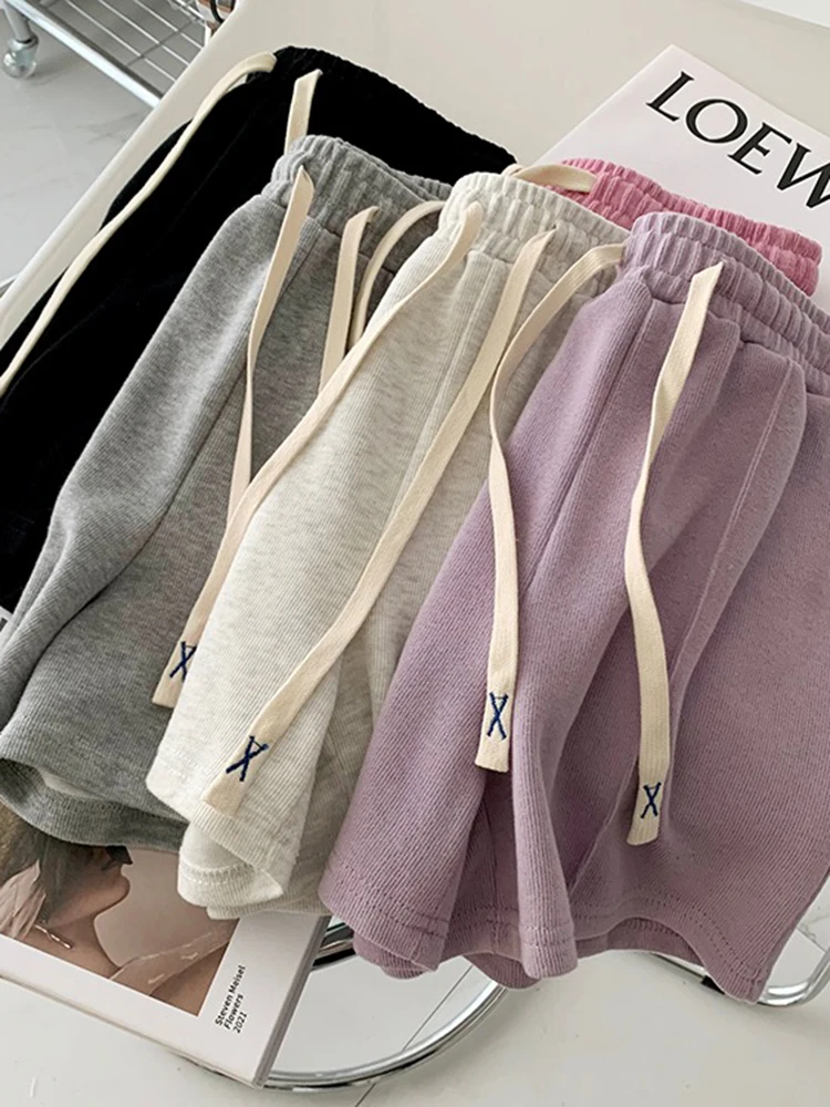 AOSSVIAO 2026 Summer Shorts Women Elasticity Lovely Girls Korean Style Sweet Students Harajuku Simple Pure Gray Trousers Female - Image 3