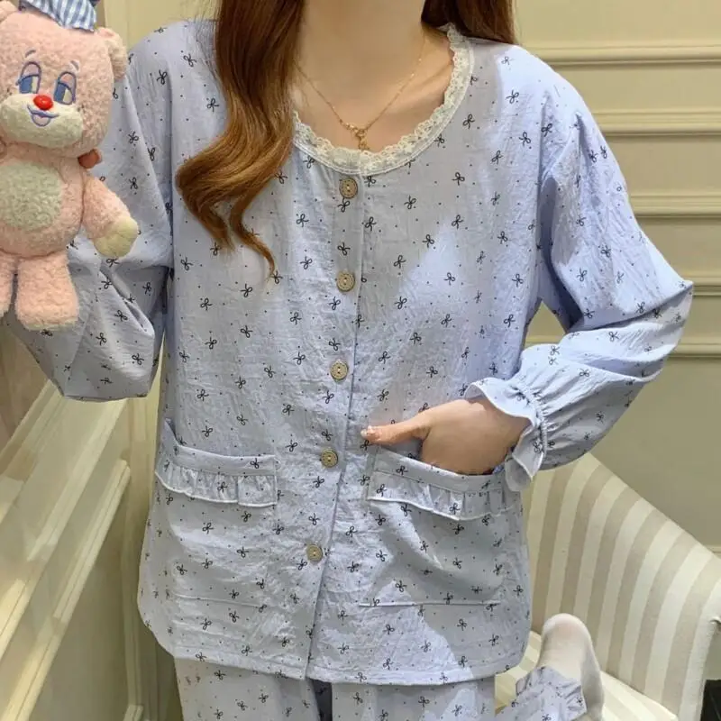 

Домашняя одежда с длинными рукавами, комплект из двух предметов, сексуальная пижама для студентов, повседневная женская одежда из 2 предметов с героями мультфильмов, модный пижамный комплект