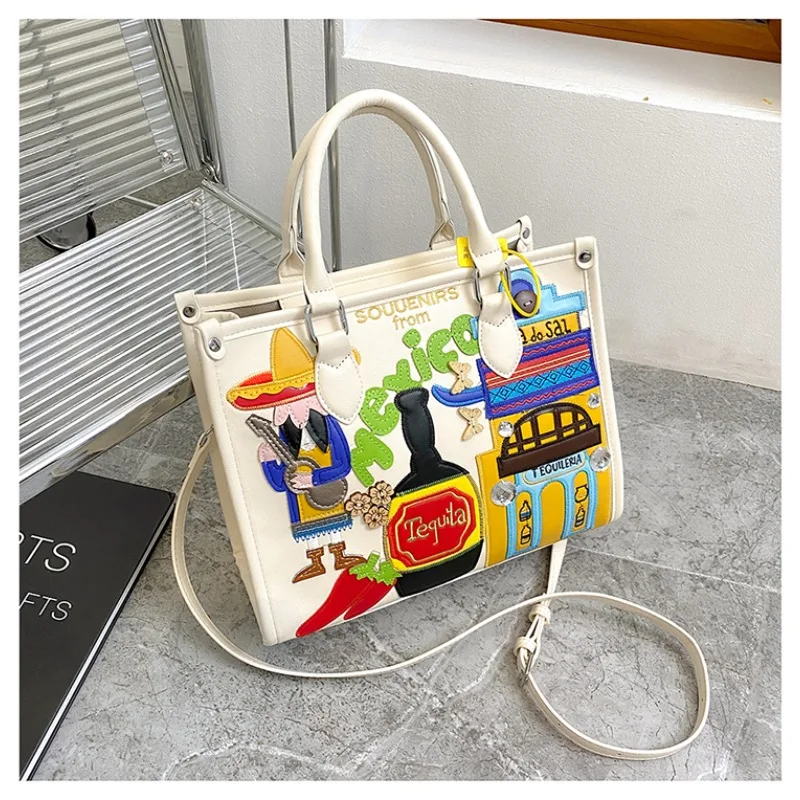 PU Patchwork New Shoulder Bags Personality Stylish Design 2025 Hot Sale Women's Bags Creative High Quality Women's Bags