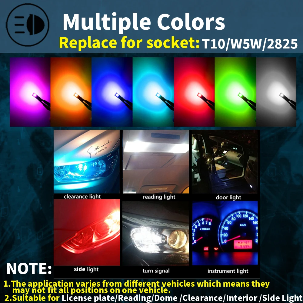 2pcs High Quality T10 W5W 168 194 LED Marker Lamp Car Interior Reading Dome Light Super Bright Auto Wedge Parking Bulb Red Amber
