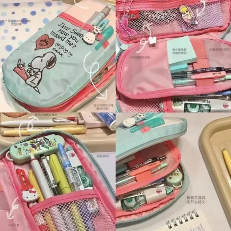 Tas Pensil Alat Tulis Kartun Snooby Tas Clutch Bordir Lucu Tas Penyimpanan Pensil Kapasitas Besar Pelajar Tas Rias Wanita Hadiah