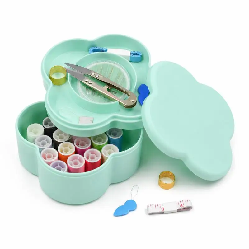 Doppelschichtige Blumenförmige Nähbox, Tragbares Multifunktionales Haushaltsnadel-Faden-Scheren-Set, DIY-Handwerks-Aufbewahrungsorganizer – Detail 2