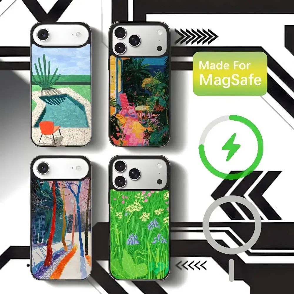 

Art D-David Hockney Phone Case For iPhone 17,16,15,14,13,12,11,Pro,Max,Plus,Mini,SE4,E Magnetic Magsafe Wireless Charging