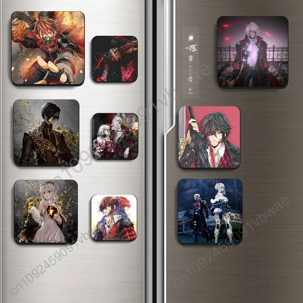 Soul Bound Vampire Code Vein II  Black Square Plastic Fridge Magnet, for Magnetic Sticker No Trace Left, Durable