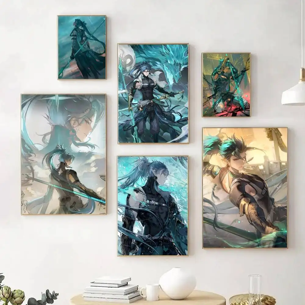 Game Wuthering Waves General Qinglong JIYAN Anime Posters Fancy Wall Sticker for Living Room Bar Decoration Wall Decor