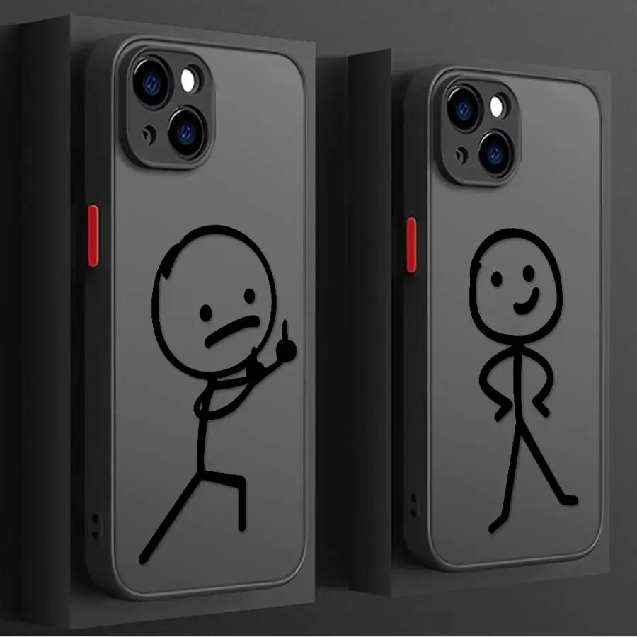 

Cute Stick Figure Lines Case for iPhone 16e 14 15 Plus 11 13 Mini XS 17 16 Pro Max 12 17 Air Back Phone Cover