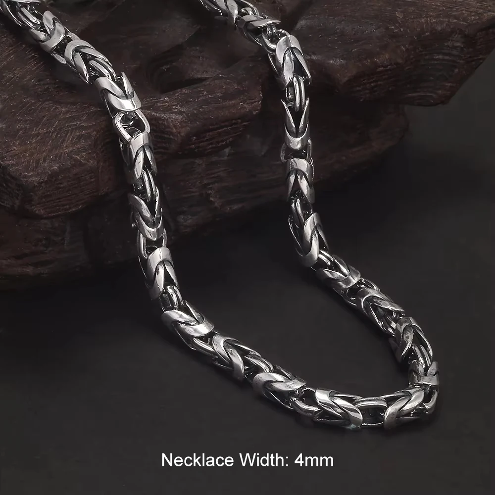 

New Fashion Silver Jewelry Retro 6MM Thick Six-Character Mantra Trendy Personality Man Necklaces