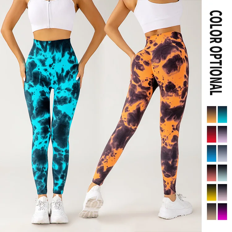 

Tie Dye Women Sport Leggings Fitness Yoga High Waist Butt Lift Curves Workout Tights Elastic Gym Training Pants Female Seamless