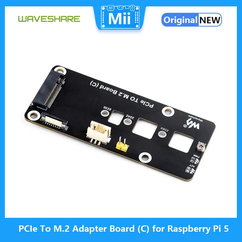 Waves hare PCIE zu M.2 Adapter Board (C) für Himbeer Pi 5, für NVME Protokoll M.2 Solid State Drive, Hochgeschwindigkeits-Lesen/Schreiben