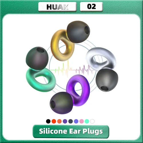 Imagen 1 del producto HUAK Tapones para los oídos súper suaves y silenciosos para reducción de ruido: protección auditiva reutilizable para dormir, nadar, trabajar -8 almohadillas para los oídos en XS/S/M/L
