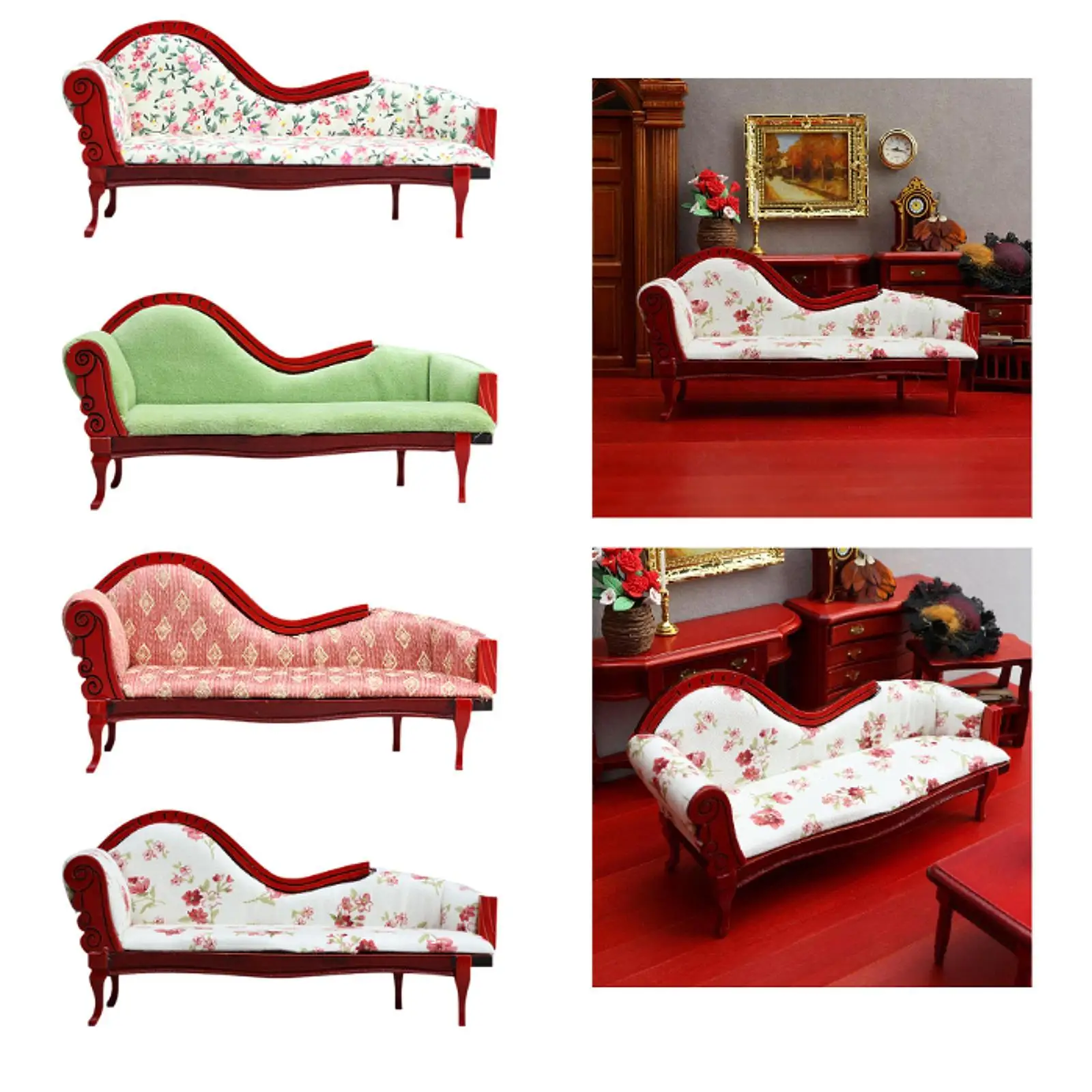 1:12 Domek dla lalek Mini Sofa Miniaturowe meble Sofa, dekoracja domku dla lalek, do samodzielnego wykonania