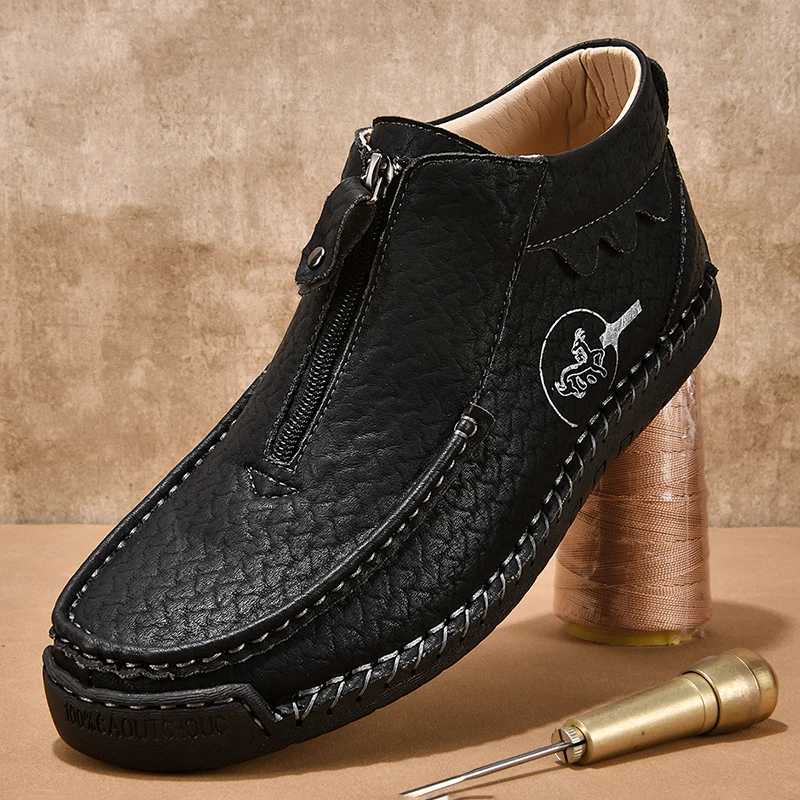 

High Quality Leather Men Casual Shoes Handmade Breathable Mens Loafers Fashion Men Sneakers Moccasins Luxury Brand Boat Shoes