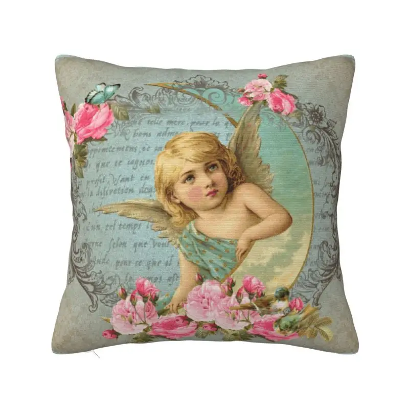 Vintage Rose Victorian Angel Pillow for Sofa Modern Cushion Cover Square Pillowcase