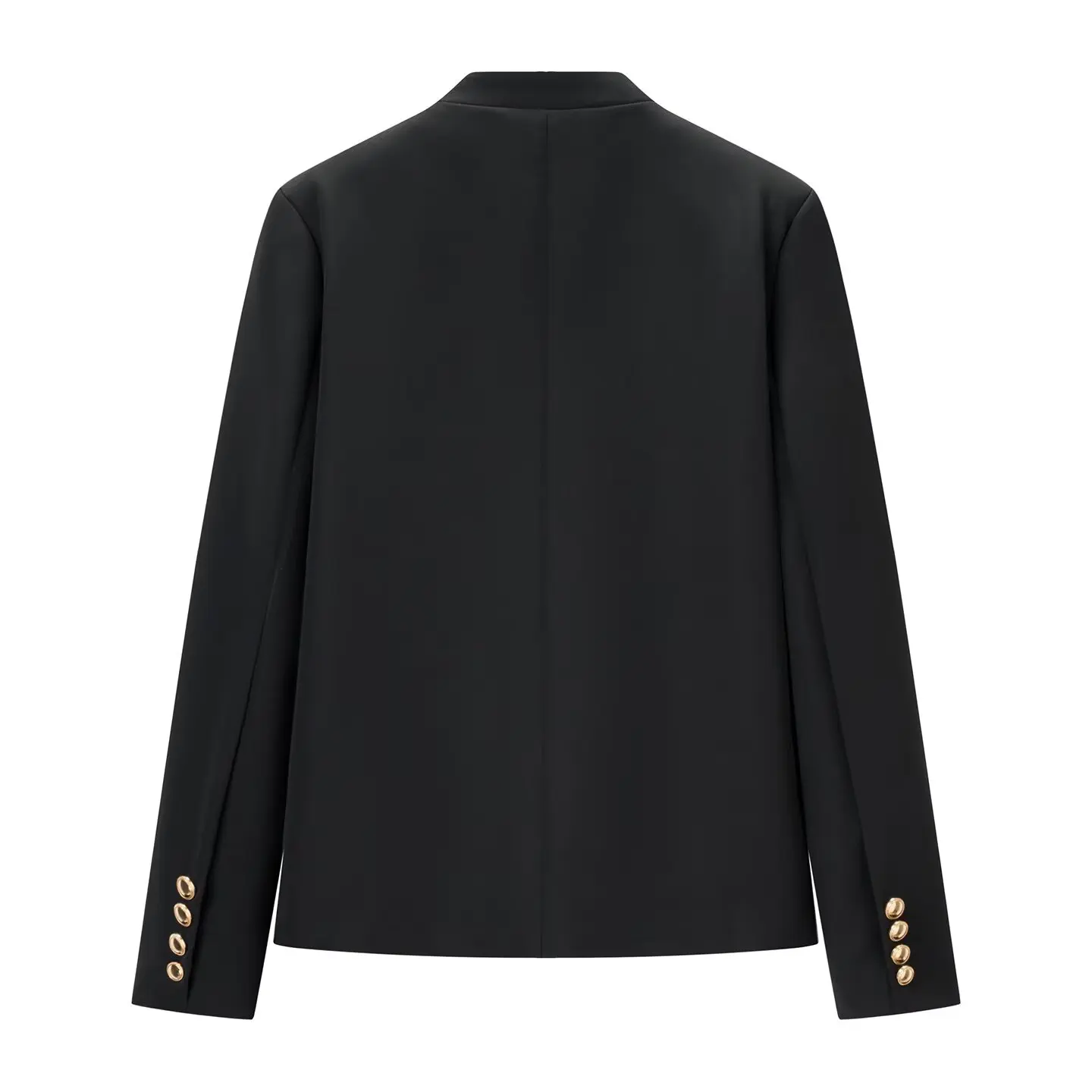 2026 Spring Autumn Women's Elegant Napoleon Knot Gold Button Jackets Lady Vintage High Street Straight Black Coats Cropped Top