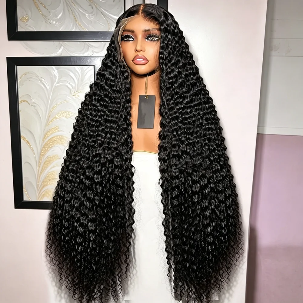 

30 32 Inch Brazilian Deep Wave 13x4 HD Transparent Lace Front human hair Wig For Women 200 Density Curly Wave Human Hair Wigs