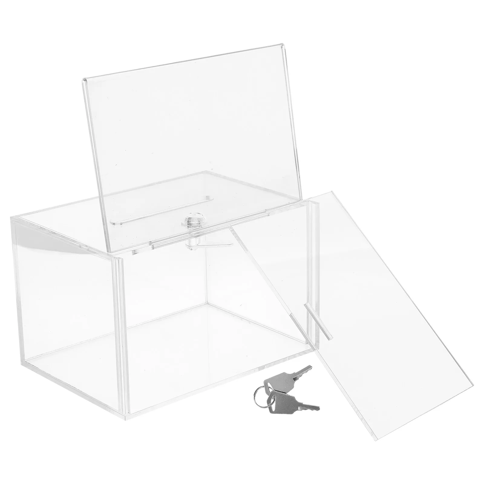 Transparent Premium Acrylic Donation Box with Lock Secure Letter Post Container for Voting Suggestion Complaint Collection