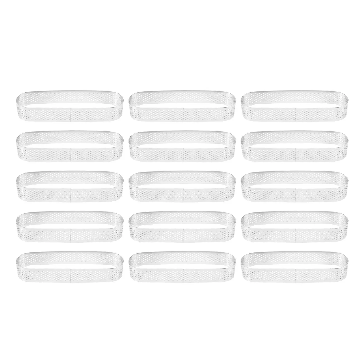 15Pcs Oval Tartlet Molds Perforated Tart Molds for Baking Stainless Steel Round Form Ring for Tart Mousse Pies Quiche