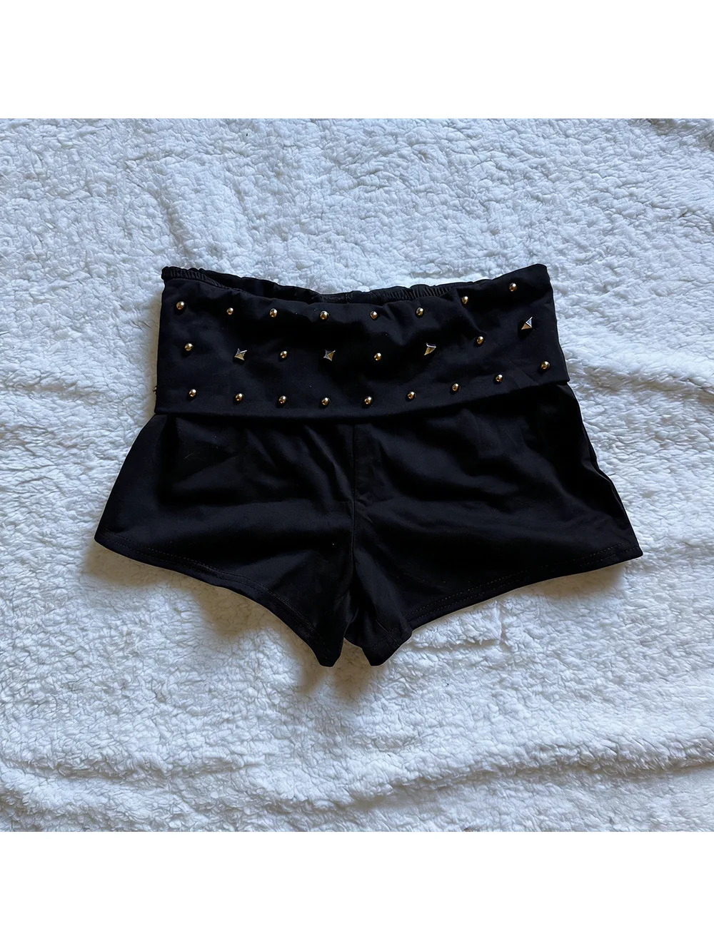 Millennium Shorts retrô de strass escuro, punk gótico europeu americano Y2K, saia sexy de cintura baixa para menina quente, explosão de rua