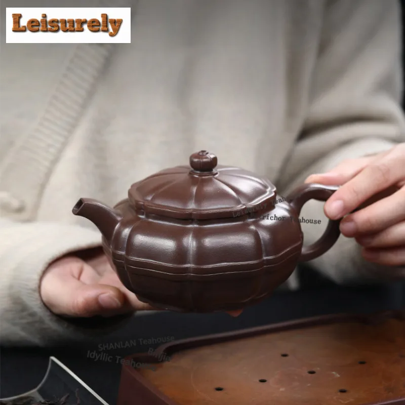 450ml Yixing Purple Clay Teapots Master Handmade Antique Pot Raw Ore Purple Mud Tea Brewing Kettle With Infuser Zisha Tea Set