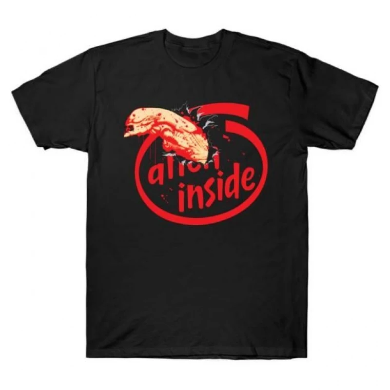 

Alien Inside 0410 Sci-Fic Alien Gift T-Shirt Weyland Xenomorph Yutani 100% cotton Short Sleeve Graphic clothes All size tops