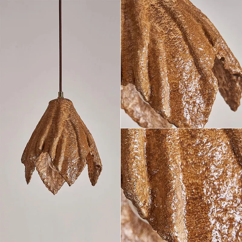 مصباح معلق على شكل أوراق شجر ذابلة عتيقة، بار على طراز وابي سابي مخصص، مطعم، بيت الضيافة، تركيبات إضاءة غرفة الشاي #6