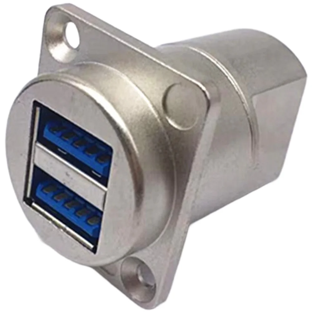 Double Row USB 3.0 Female To Female Panel Mount D Type Connector For Audio Video Cabinet Rack Installation Copper Core