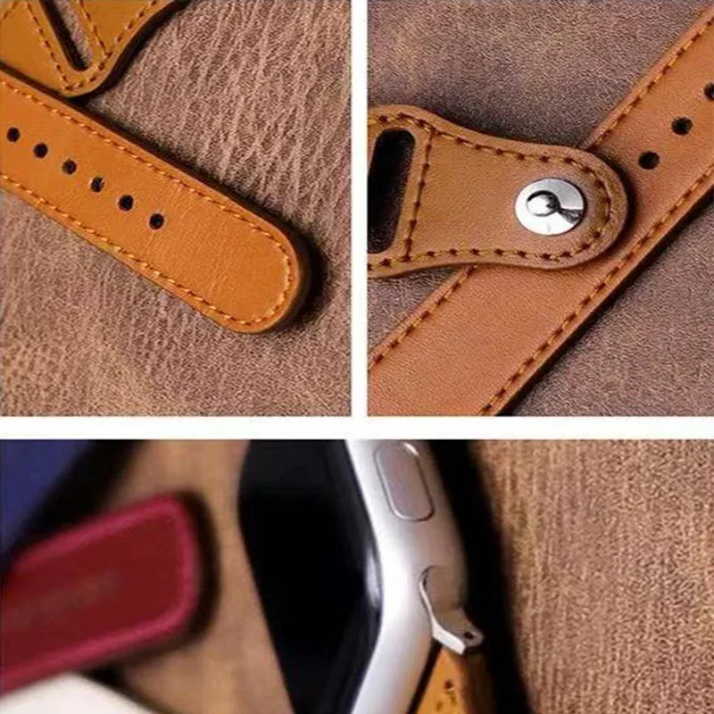 حزام جلدي للأعمال لساعة أبل 44 مللي متر 41/45 مللي متر 42/46 مللي متر 38/40 49 مللي متر سوار iWatch Series Ultra 2 3 4 5 6 7 8 9 10 SE