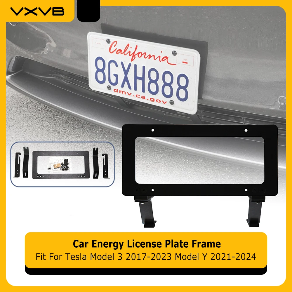 Energy License Plate Frame For Tesla Model 3/Y 2023 Accessories License Plate Bracket Holder Mounting Kit Car Modification Parts