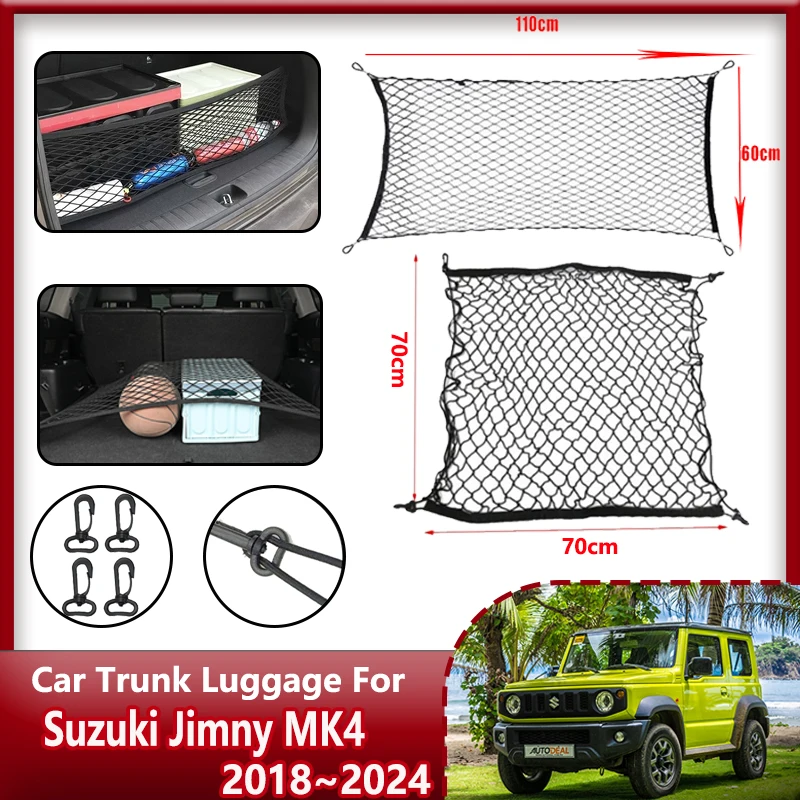 

Car Trunk Net For Suzuki Jimny 2024 Accessories MK4 2018-2023 2022 Storage Cargo Organiser Elastic Mesh Net Holder Pocket Nylon