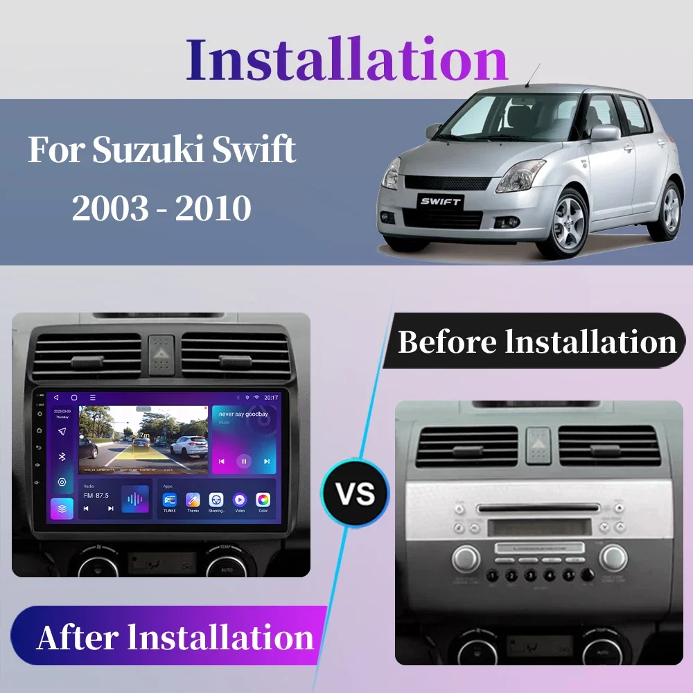 For Suzuki Swift 2003 - 2010 Android Car Radio Multimidia Video Player GPS Navigation Carplay QLED Touch Screen Auto Stereo DSP