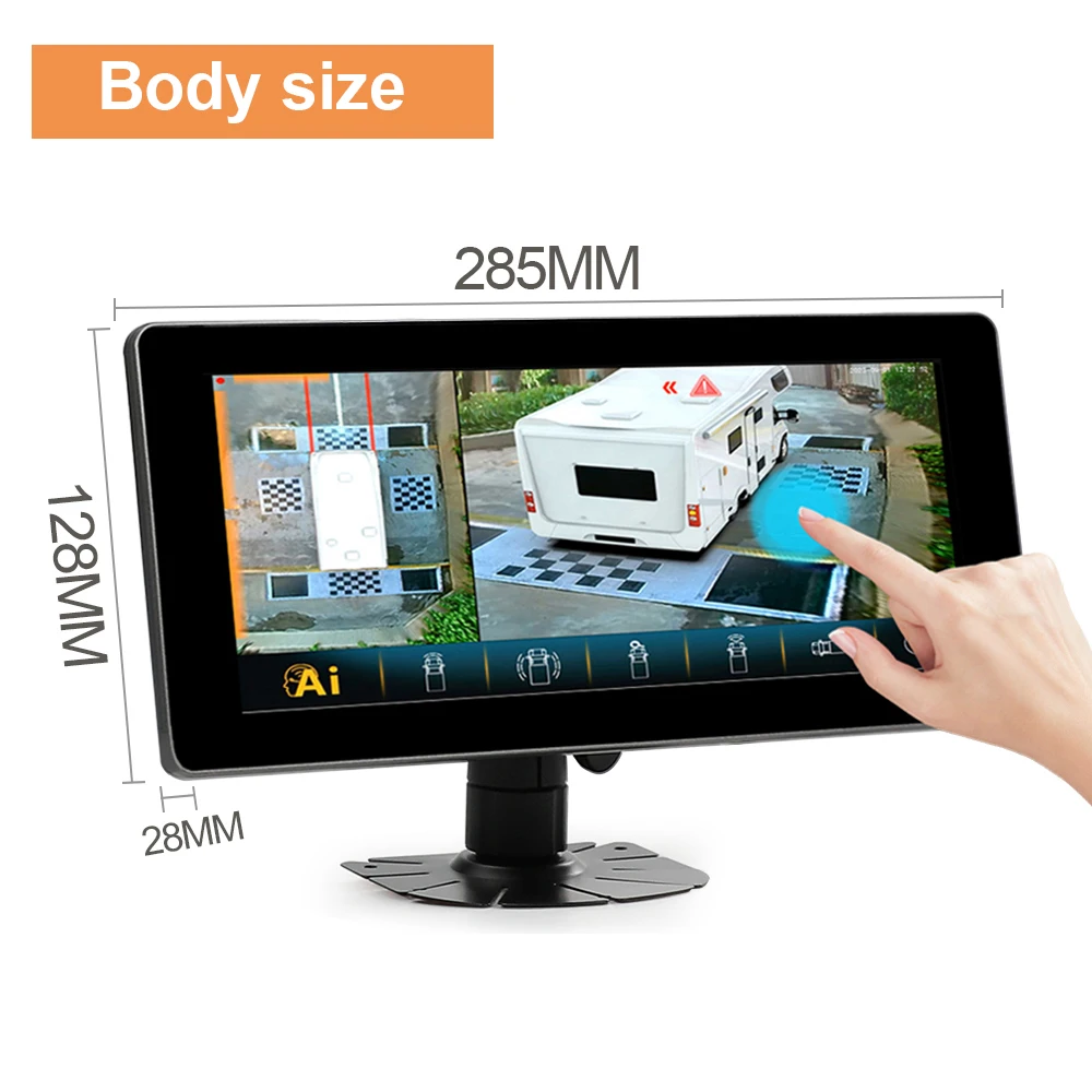 Carsanbo 10.25 inch 4 Way Car Camera System 360° Surround View Parking Monitor Touch Screen 1080P AHD DVR for Truck/ Bus/ RV/VAN