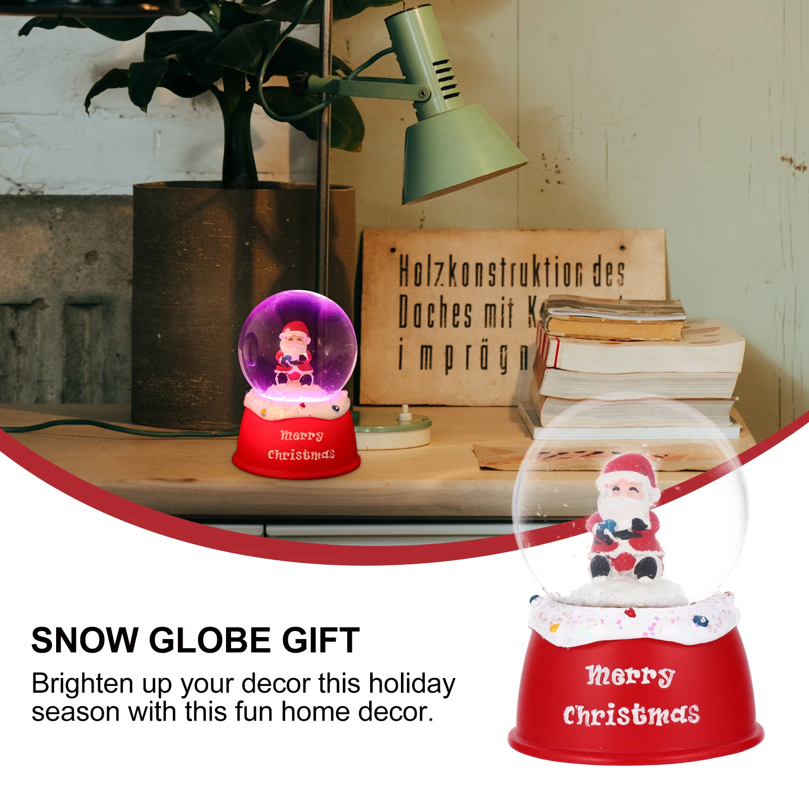 

2pcs Christmas Crystal Ball Santa Design Clear Glass Snow Globe Festive Holiday Party Decoration Gift For Family Friends