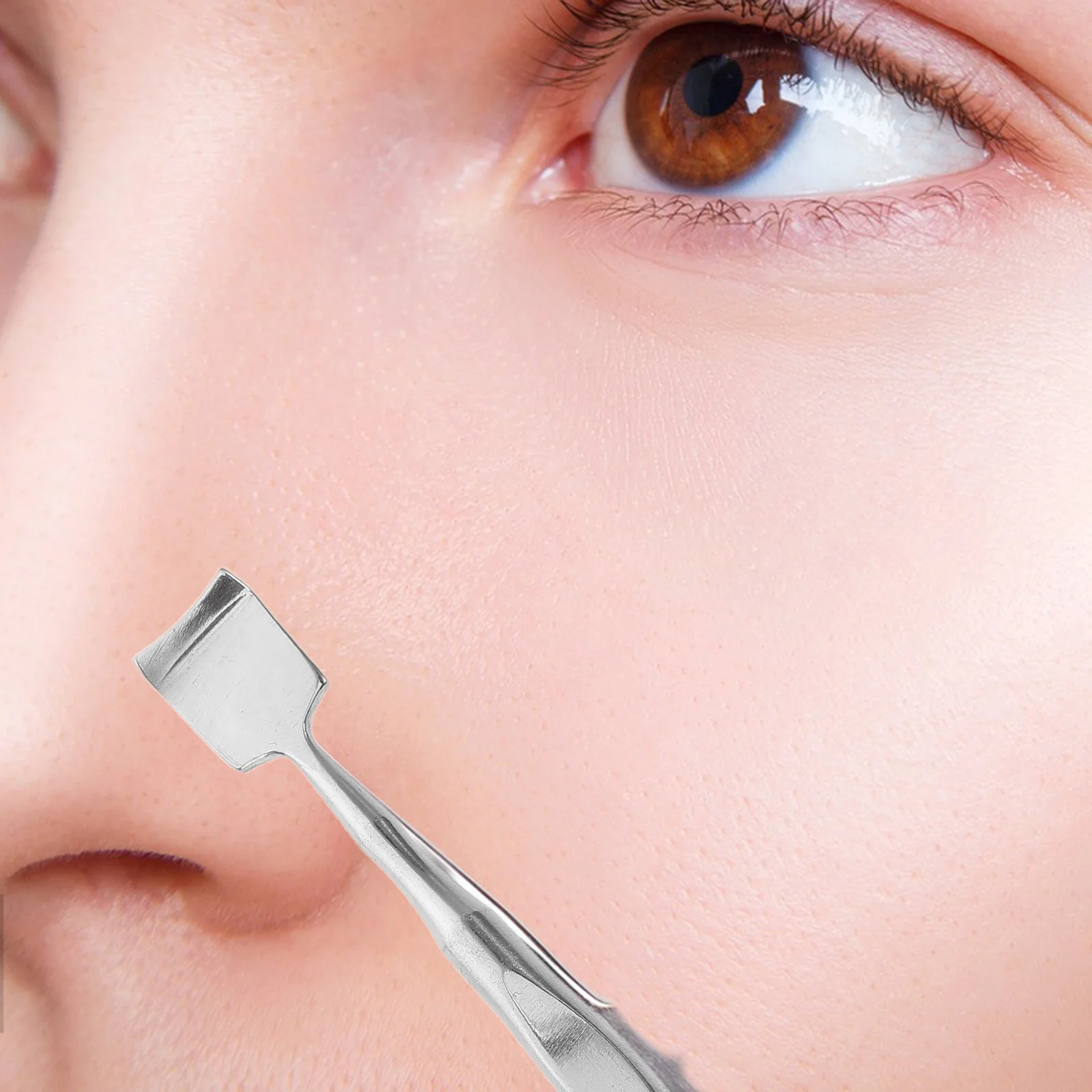 金属製ニキビ除去ツール ステンレス製両端黒ずみ除去スクレーパー 携帯用顔用角質除去スパチュラ 傷跡除去ツール