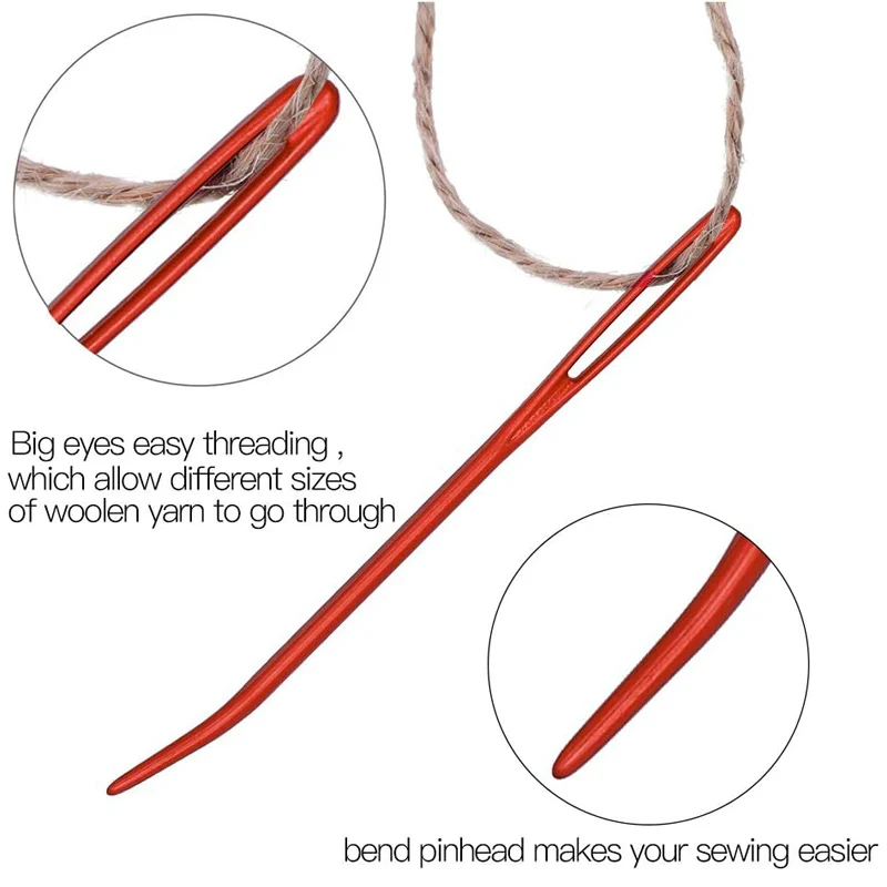 5/10/20Pcs Bent Tip Yarn Needles Large Eye Darning Tapestry Pin Blunt Aluminum Alloy Pin For Crochet Knitting Amigurumi Craft
