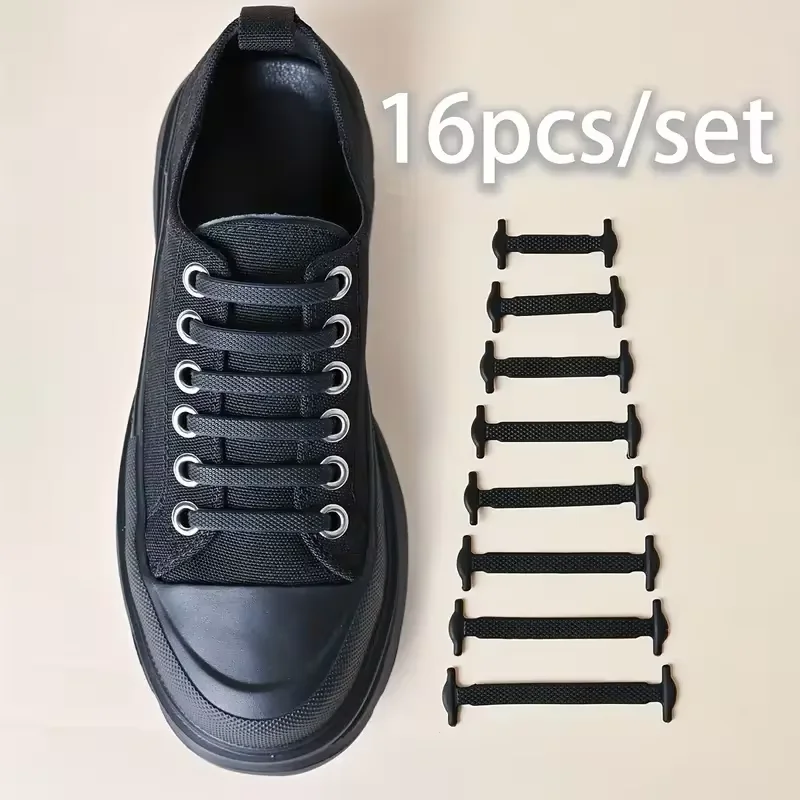16pcs/pack Elastic No-Tie Silicone Shoelaces - Convenient Stretchy and Flexible Laces for Sneakers Casual Shoes and Sports Shoe