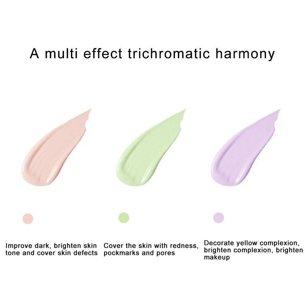 Crème d'isolement arc-en-ciel 3 documents, contrôle de l'huile, hydratant, apprêt visage, maquillage correcteur et éclaircissant, fond de teint correcteur