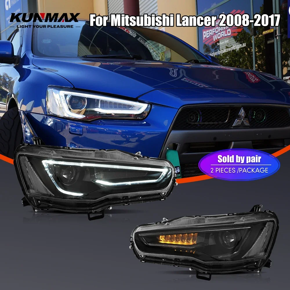 

Pair Of LED Car Headlight Assembly For Mitsubishi Lancer 2008-2017 Front Head Lamp DRL Turning Signal Headlights Plug and Play