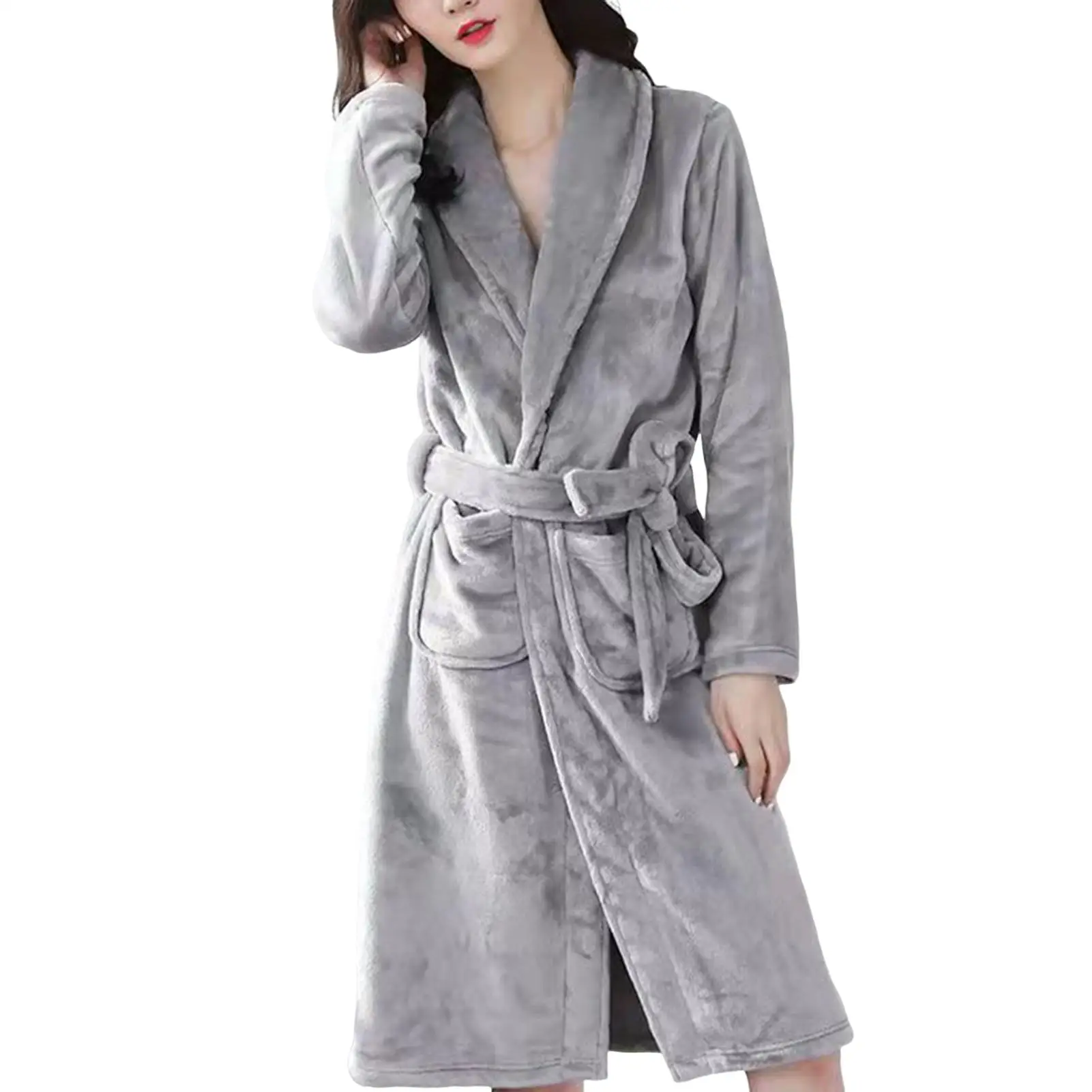 

Bathrobe Clothes Nightgown Sleepwear Casual Long Sleeve Mens Man Winter Warm Flannel Robe Plush Shawl Male Bath Robe Lounge Home