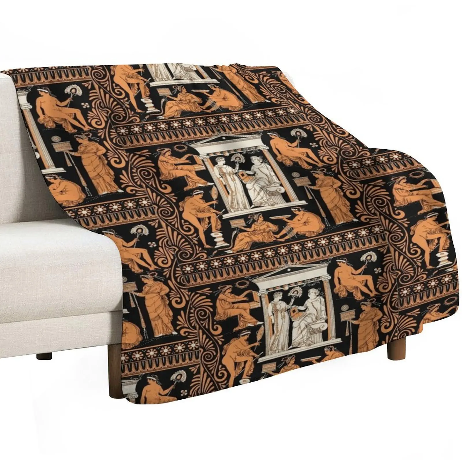 Greek vase print Throw Blanket Cute Plaid Soft Plaid Single Thermals For Travel Weighted Sofa Throw Blankets