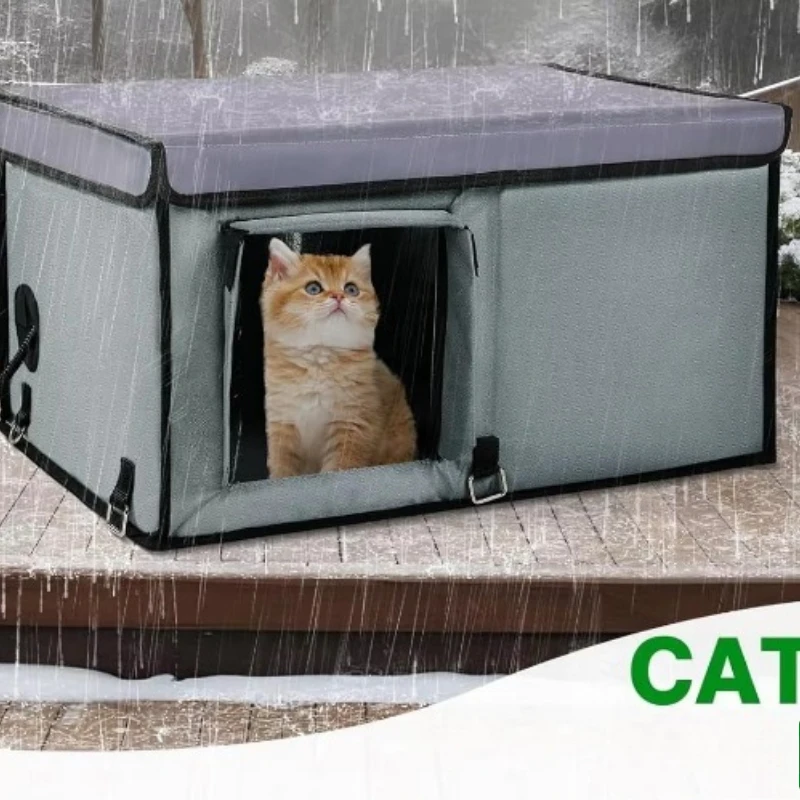 Pet Supplies | Heated Outdoor Cat House | Winter Kitten Waterproof and Insulated Shelter