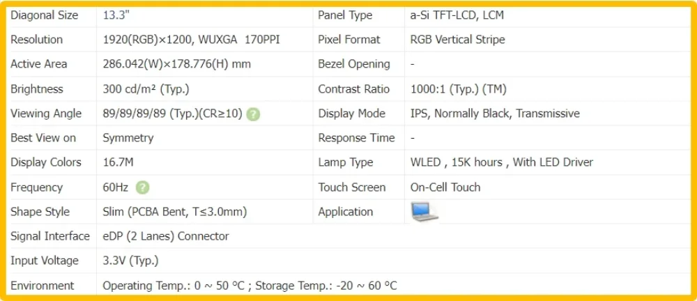 R133NW4K R0 SD11A22511 5D11A22515 13.3 inch Laptop Display LCD Touch Screen On-Cell Touch Slim Panel FHD 1920x1200 40pins 60Hz