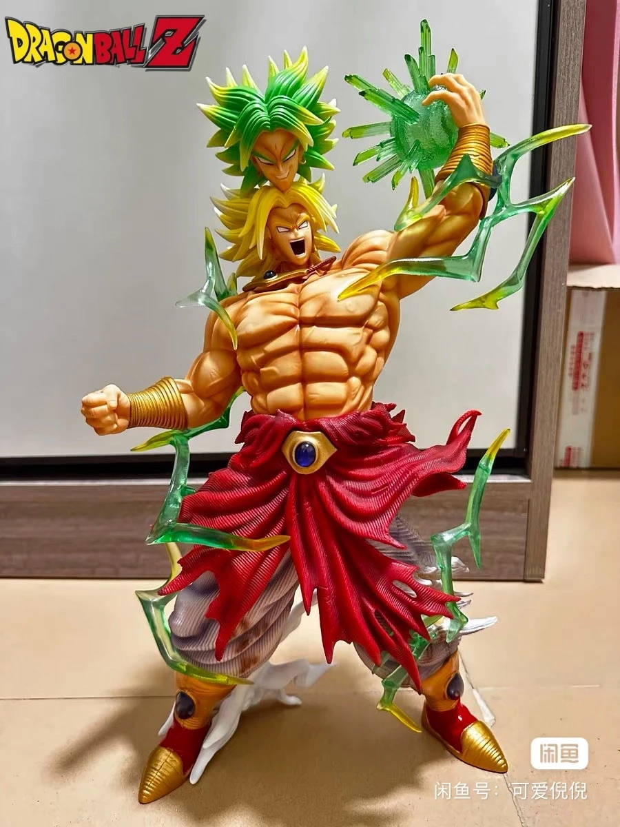 Dragon Ball 41cm Anime Figures Super Broly Action Figure Bug Smsp  2 Heads Statue Figurine Led With Light Doll Model Toys Gift