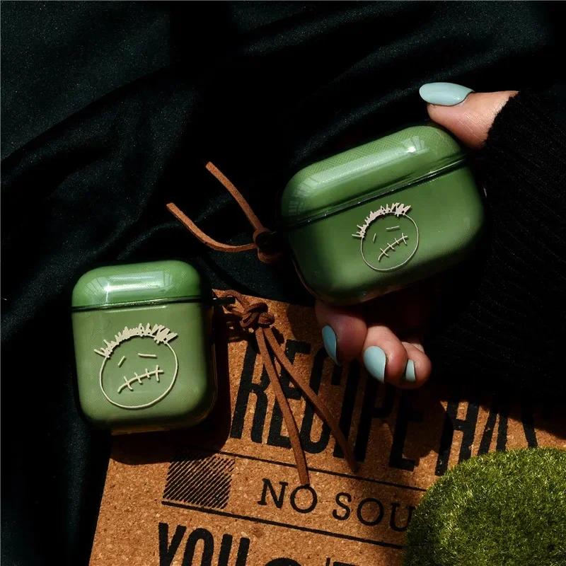 TS Green Case for AirPods Pro2 Airpod Pro 1 2 3 Bluetooth Earbuds Charging Box Protective Earphone Case Cover