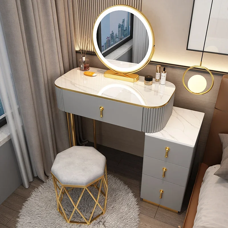 Cajón Silla Tocador Maquillaje Cajón Led Tocador Cosmético Gabinetes de dormitorio Mesas de artículos de tocador