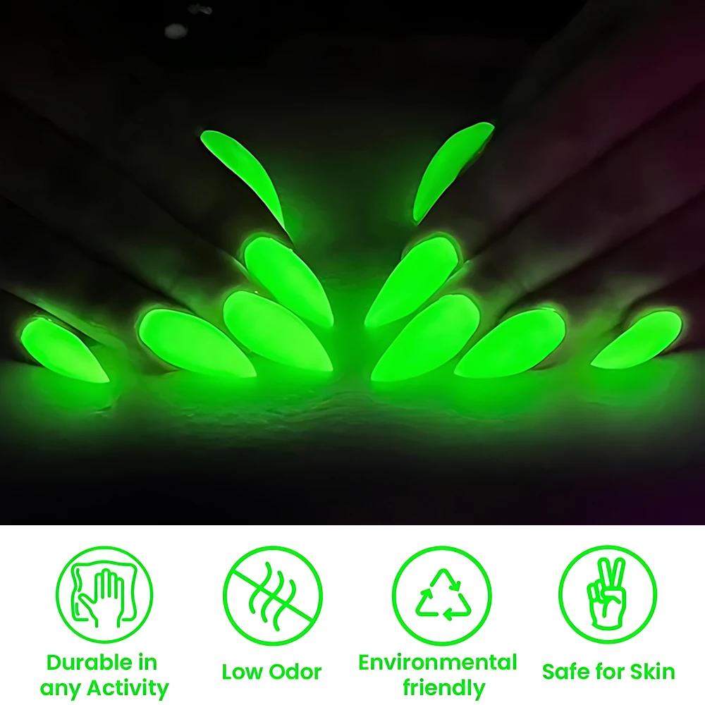 Glow in The Dark Gel Nail Polish Luminous Neon Gel Polish Fluorescent Glow Effect Yellow Bright Colors for DIY Nail Art Design