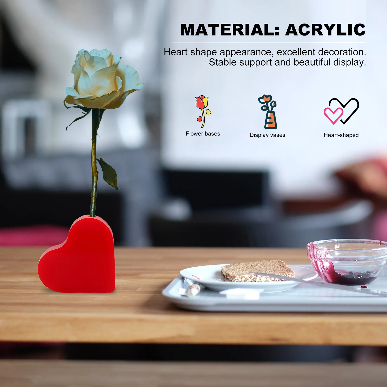

2 Pcs Rose Stem Holder Artistic Base Home Decoration Accessory Acrylic Present Stand