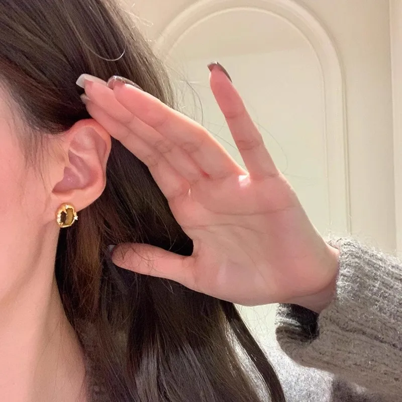 Best-Selling Maillard Style Oval Tiger's Eye Golden Stud Earring,2025 Retro Palace-Style Earrings,Jewelry for Women Daily Party