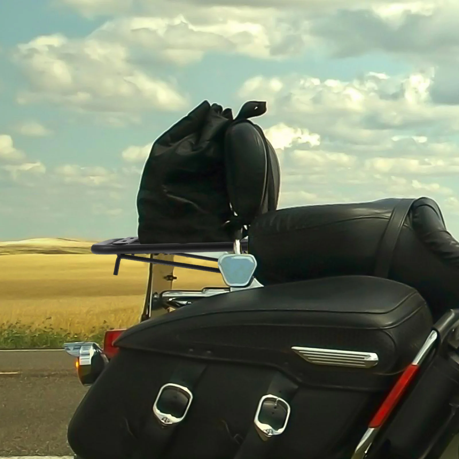 

Universal Fit Heavy Duty Motorcycle Rear Luggage Rack Storage Shelf Iron Cargo Holder Scooter Trunk Seat Travel Stable Durable