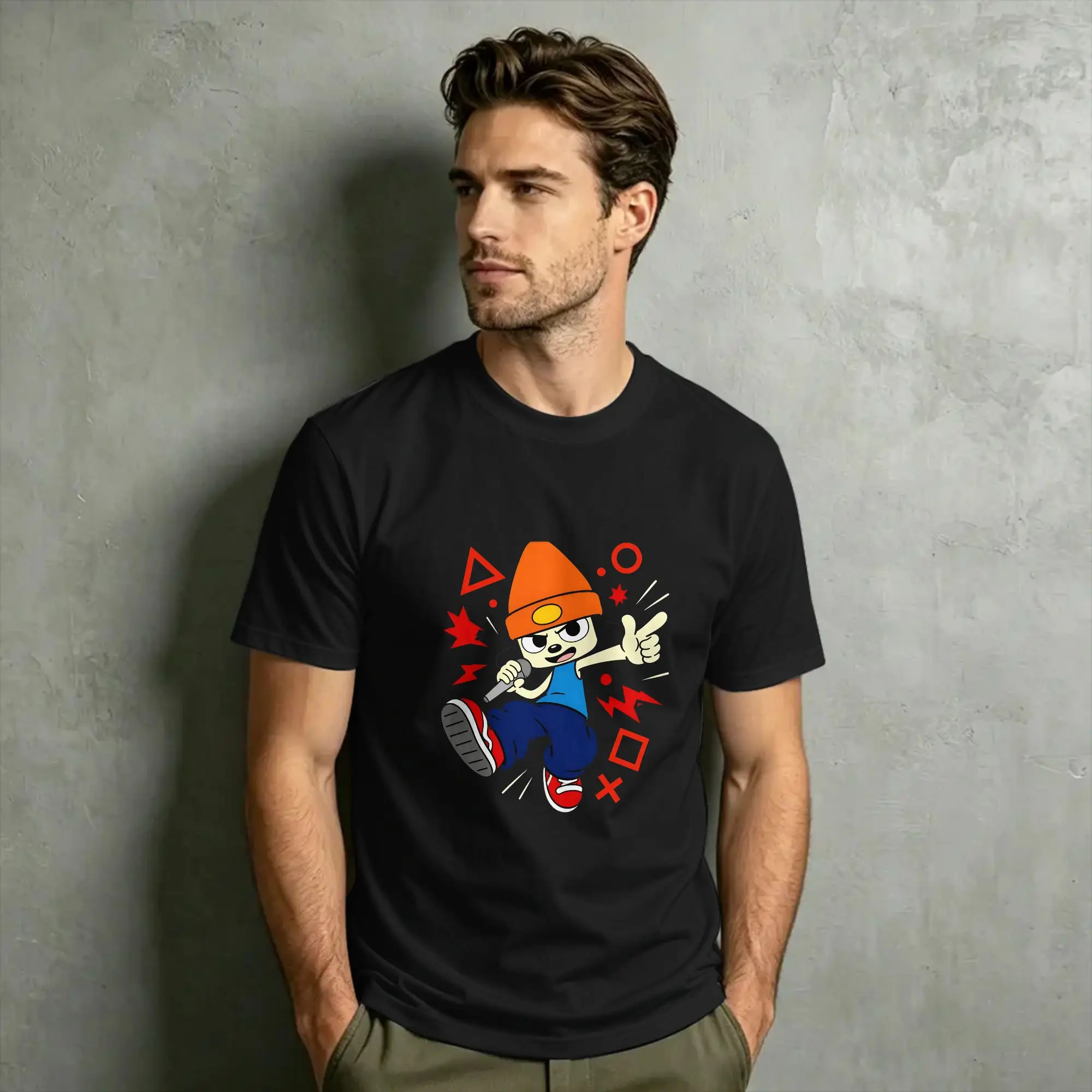 PA-PaRappa The Rapper Game T Shirts Men Cotton Novelty T-Shirts Crewneck  Tees Short Sleeve Tops Printing